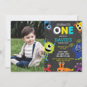 最初の誕生日リトルモンスターシャルボードフォト 招待状 (正面)