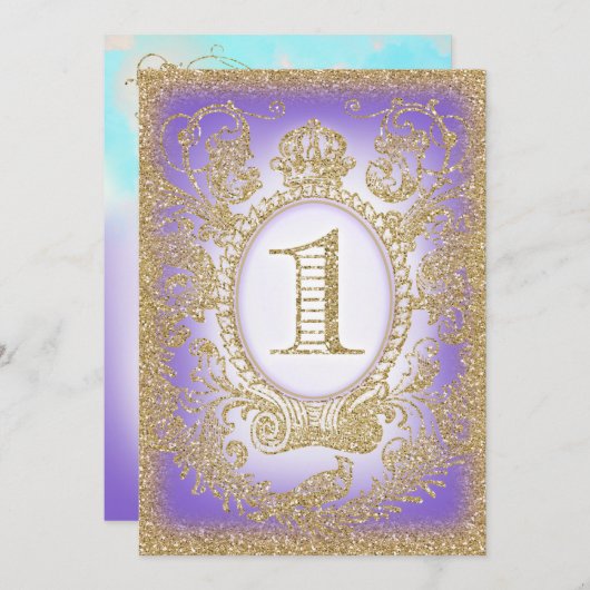 最初の誕生日一度オンザタイムプリンセスパープル2 招待状 (正面/裏面)