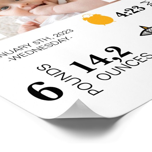 最初の誕生日写真サインテンプレート最初の誕生日 ポスター (角)