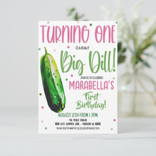 最初の誕生日大きなディル招待状 招待状 (スタンド正面)