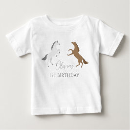 最初の誕生日女性のカーボーイモダン馬 ベビーTシャツ