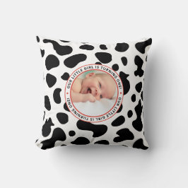 最初の誕生日小さな女の子写真 クッション