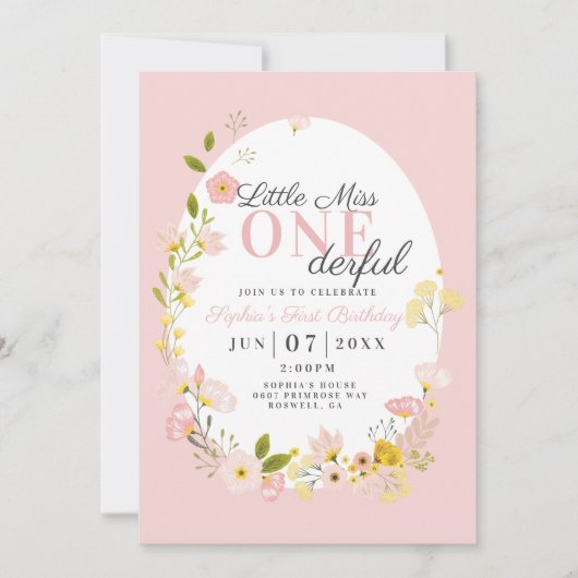 最初の誕生日恋しく思リトル1ダーフル招待状 招待状 (正面)