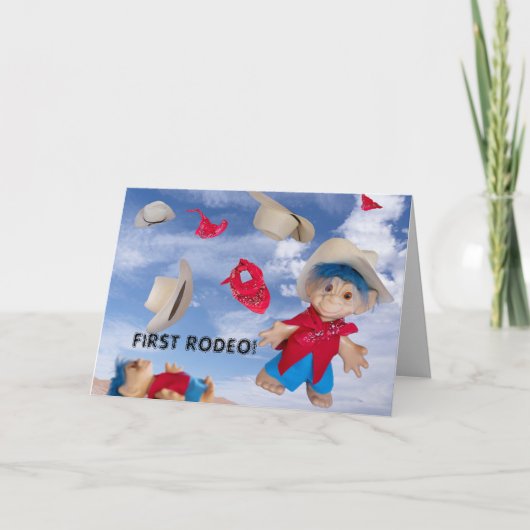 最初の誕生日招待状カウボーイパーソナライズ シーズンカード (正面)