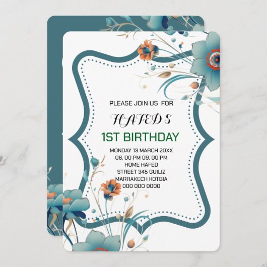 最初の誕生日招待状妖精， Digital Invitat 招待状 (正面/裏面)