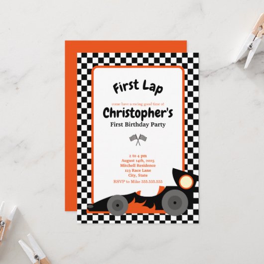 最初の誕生日招待状 招待状 (正面/裏面インサイチュ)