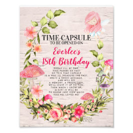 最初の誕生日時間カプセル標識 | Enchanted Fairy フォトプリント