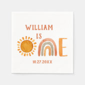 最初の誕生日水彩望峰の虹と太陽 スタンダードカクテルナプキン (正面)