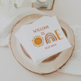 最初の誕生日水彩望峰の虹と太陽 スタンダードカクテルナプキン