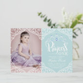 最初の誕生日王室のリトルプリンセス写真 招待状 (スタンド正面)