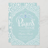 最初の誕生日王室のリトルプリンセス装飾品 招待状 (正面/裏面)