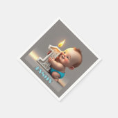 "最初の誕生日男の赤ちゃん" スタンダードカクテルナプキン (角)