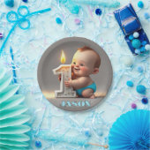 "最初の誕生日男の赤ちゃん" ペーパープレート (パーティー)