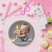 "最初の誕生日男の赤ちゃん" ペーパープレート (パーティー)