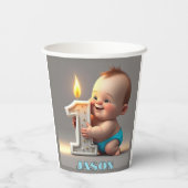 "最初の誕生日男の赤ちゃん" 紙コップ (裏面)