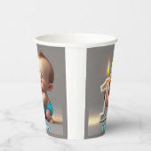 "最初の誕生日男の赤ちゃん" 紙コップ (右)