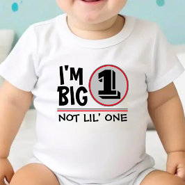 最初の誕生日私は大きい1ないLilワンレッド&グレー ベビーボディスーツ