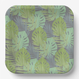 最初の誕生日紙プレートと葉緑の。 ペーパープレート