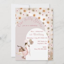 最初の誕生日間抜けワンガチョウヴィンテージ 招待状