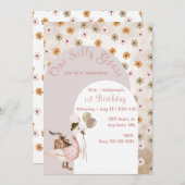 最初の誕生日間抜けワンガチョウヴィンテージ 招待状 (正面/裏面)