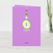 最初の誕生日1今日の名前フォトパープルグリーン カード (裏面)