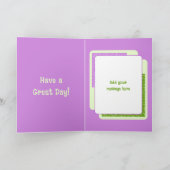 最初の誕生日1今日の名前フォトパープルグリーン カード (内部)