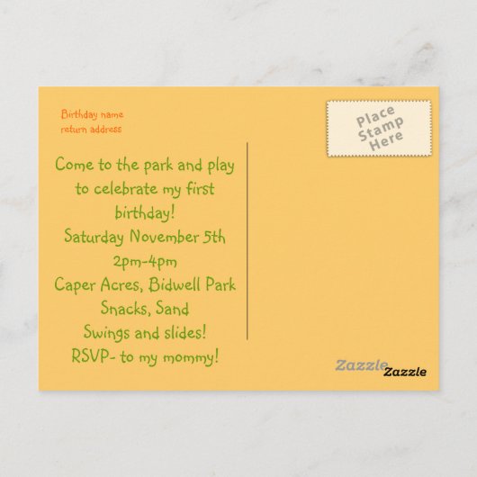 最初の誕生日12か月の写真 ポストカード (裏面)