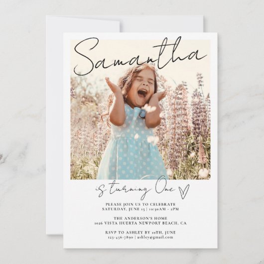 最初の誕生日、すべての年齢の写真誕生日 招待状 (正面)