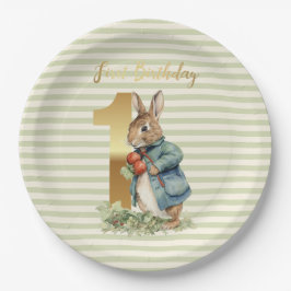 最初の誕生日 ウサギ ゴールドナンバーワン ペーパープレート