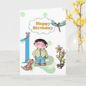 最初の誕生日 カード (黄色い花)