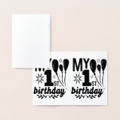 最初の誕生日!ベビー!!!! 箔カード (ディスプレー)