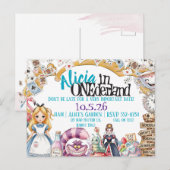 最初の誕生日 ワンダーランド ONEderland テーマ 招待状 (正面/裏面)