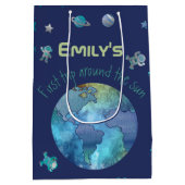 最初の誕生日 |太陽のまわりに初旅 ミディアムペーパーバッグ (裏面)