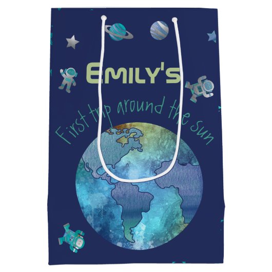 最初の誕生日 |太陽のまわりに初旅 ミディアムペーパーバッグ (裏面)