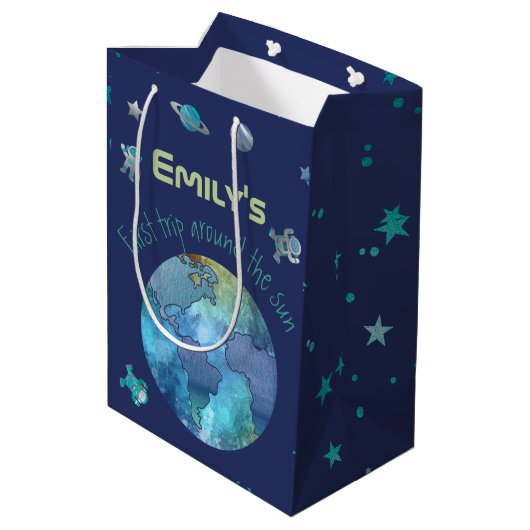 最初の誕生日 |太陽のまわりに初旅 ミディアムペーパーバッグ (裏面アングル)