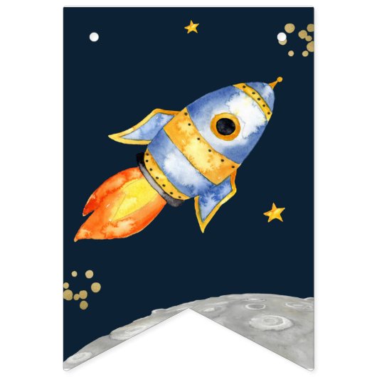 最初の誕生日、宇宙誕生日、打ち上げギフトタグ バンティングフラッグ (第2の旗)