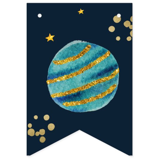 最初の誕生日、宇宙誕生日、打ち上げギフトタグ バンティングフラッグ (第3の旗)