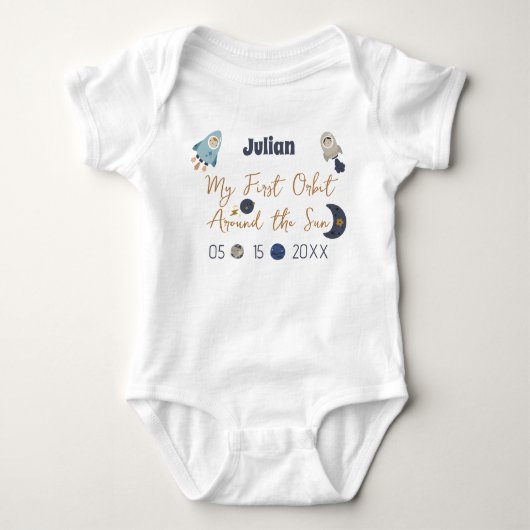 最初の誕生日、最初ののまわりに太陽の軌道！Tシャツ ベビーボディスーツ (正面)