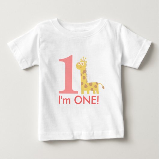 最初の誕生日、私は一つ、かわいいキリン ベビーTシャツ (正面)