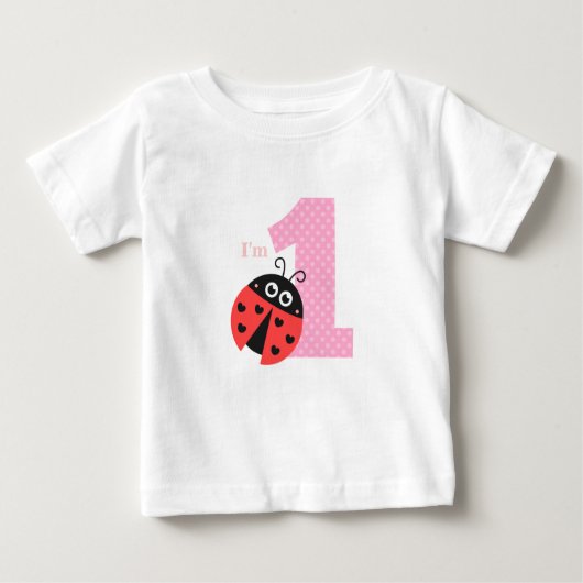 最初の誕生日、私は1つ、かわいいラディバグ ベビーTシャツ (正面)