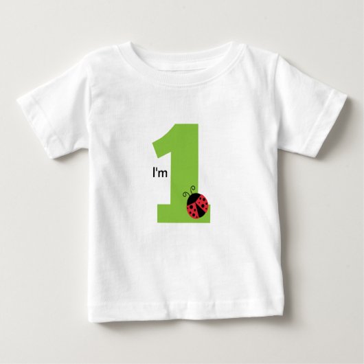 最初の誕生日、私は1つ、かわいいラディバグ ベビーTシャツ (正面)