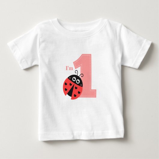 最初の誕生日、私は1つ、かわいいラディバグ ベビーTシャツ (正面)