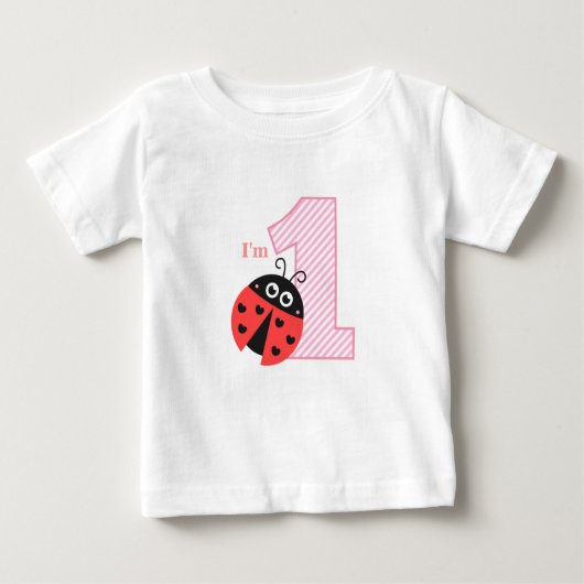 最初の誕生日、私は1つ、かわいいラディバグ ベビーTシャツ (正面)