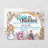 最初の誕生日 ONEderland ワンダーランド テーマ 招待状 (正面/裏面)