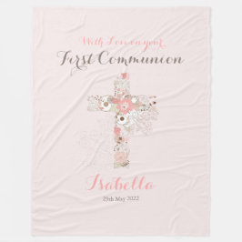 最初の赤面ピンクフローラのクロス名 フリースブランケット