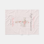 最初の赤面ピンクフローラのクロス名 フリースブランケット (正面(横))