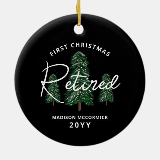 最初の退職したクリエレガントスマス常緑樹 セラミックオーナメント (裏面)