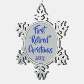 最初の退職したクリスマス飾り スノーフレークピューターオーナメント (右)