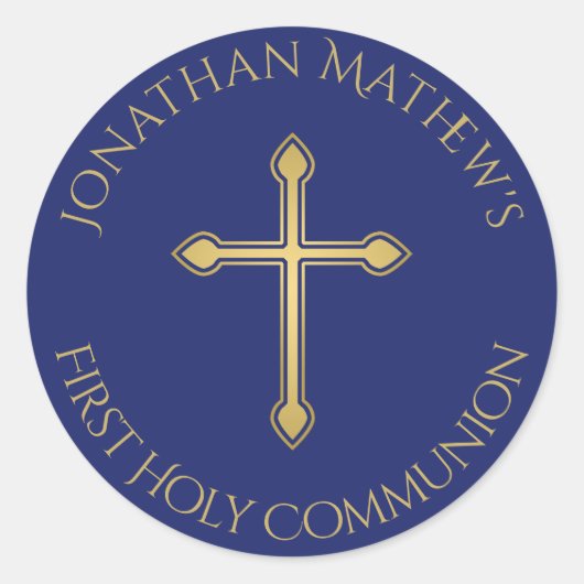 最初の金ゴールドクロスモノグラムのネーム青 ラウンドシール (正面)