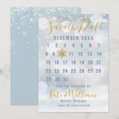 最初の雪のカレンダー - Save the Date セーブザデート (正面/裏面)